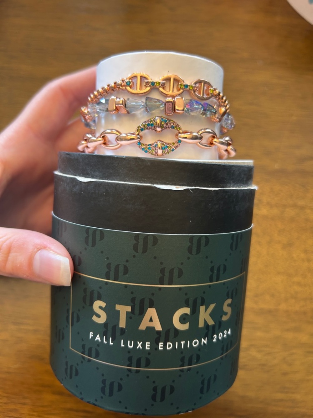 Bomb Party 2024 Fall Stacks Rose Gold Link Bracelet Set - Picture 3 of 4